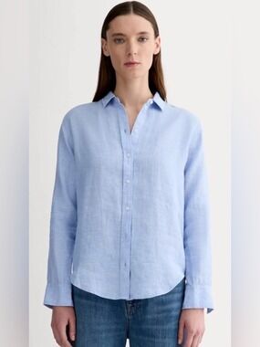 EVERLANE  THE MUST-HAVE SHIRT IN LINEN BUTTON DOWN LONG SLEEVE SHIRT WOMENS SZ 2